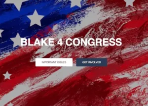 custom website header for Blake for Congress -American flag graphic