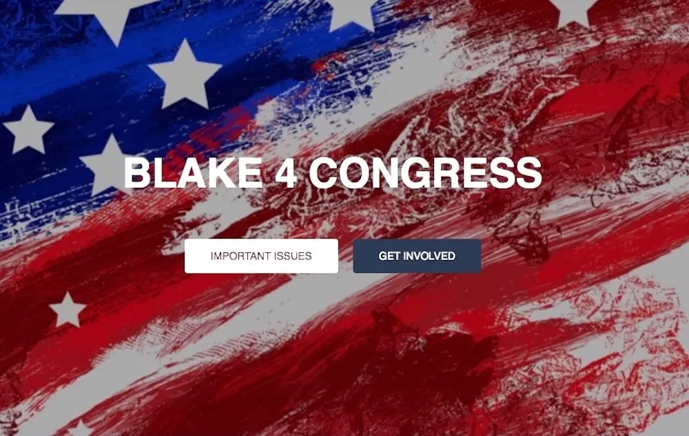 custom website header for Blake for Congress -American flag graphic