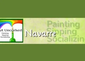 custom website header for Art Uncorked Navarre - bottle with rainbow stream