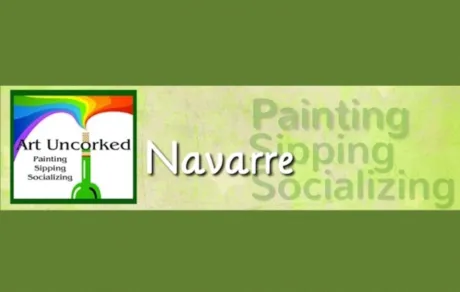 custom website header for Art Uncorked Navarre - bottle with rainbow stream