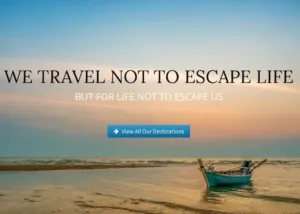 website header for E& T Jolley Travel Services - small boat floating in ocean