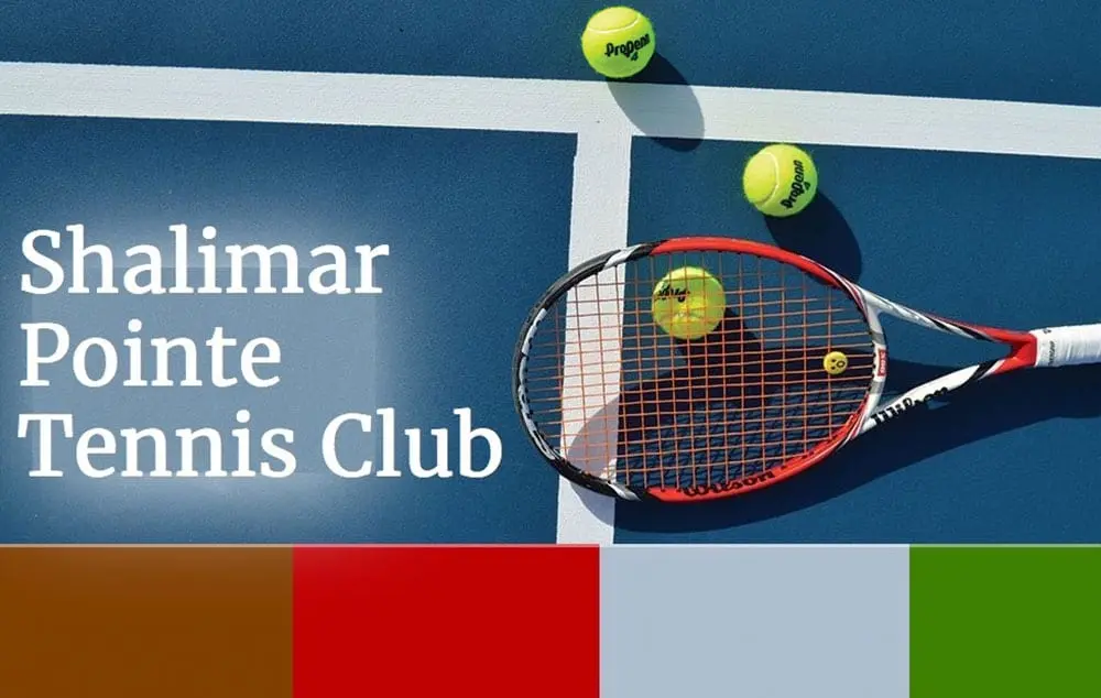 website header for Shalimar Pointe Tennis Club - block colors with tennis racquet and balls