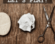 TEXT"LET'S PLAY" , rock paper scissors