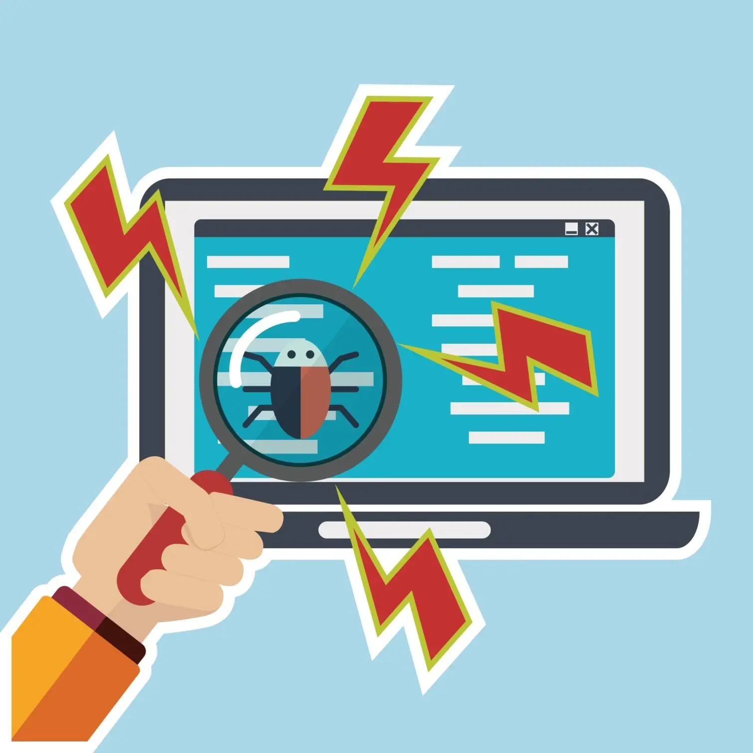 computer and debug graphic