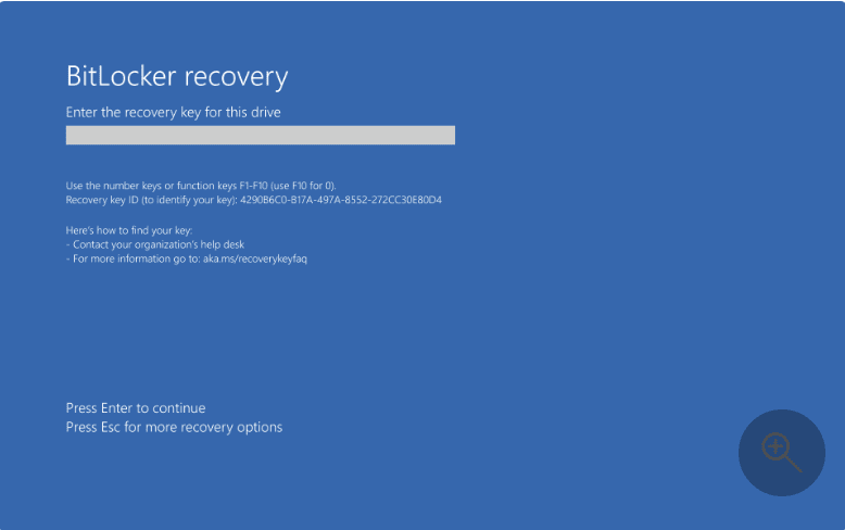 Windows Bitlocker Screen - blue
